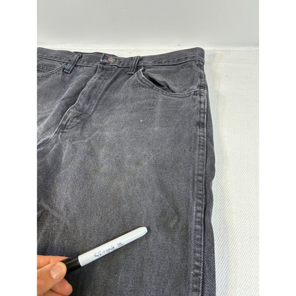 Vintage Rustler Black Jeans Mens 34x34 Straight Leg Distressed Y2K Western - Picture 12 of 16